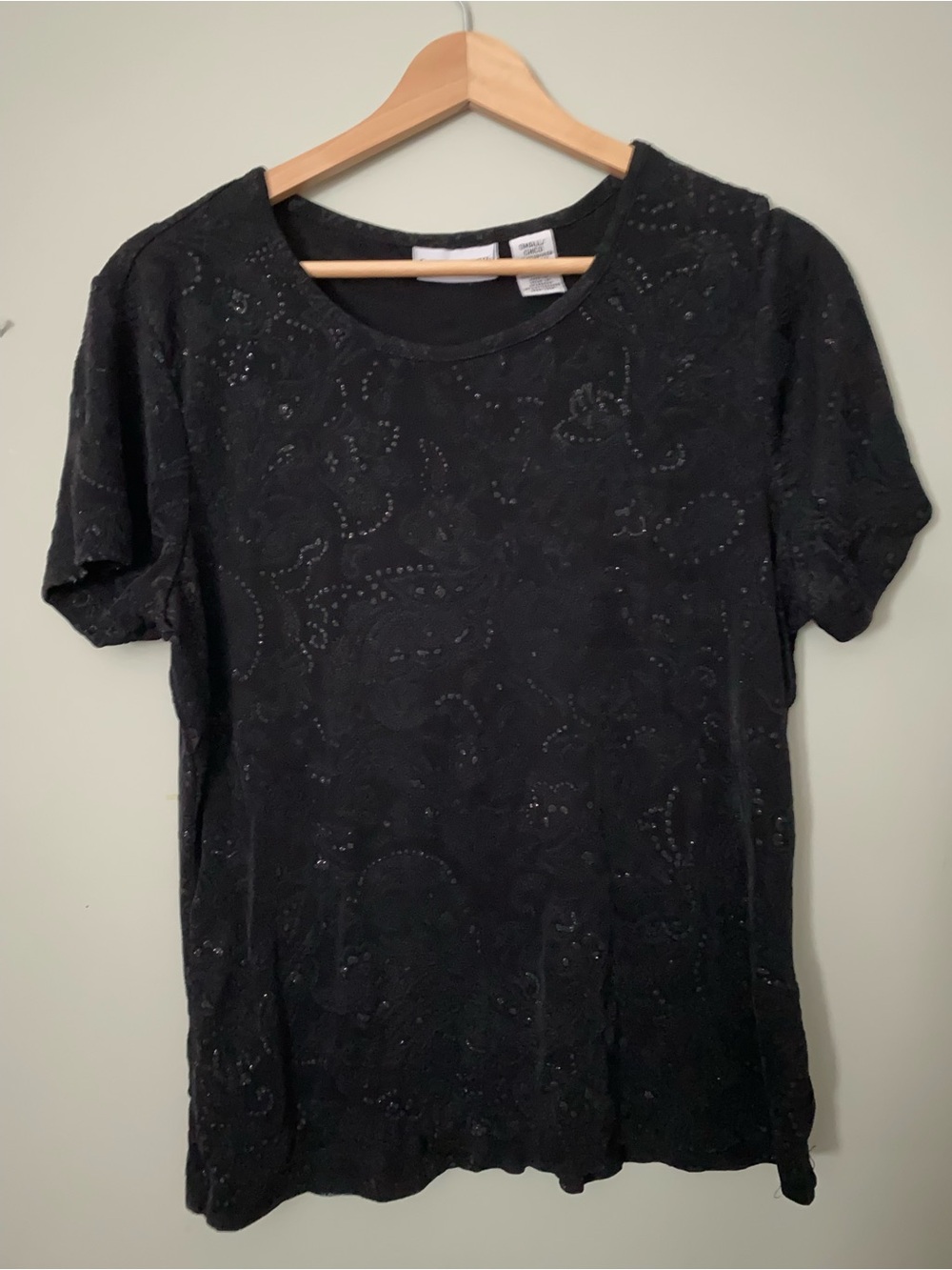 Jaclyn Smith Black Short-Sleeve Embellished Top